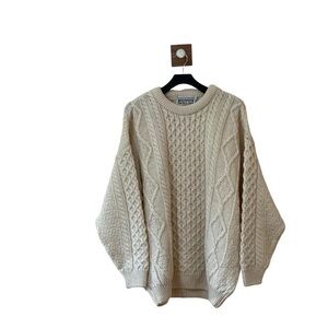 Aran Sweater Market Made in Ireland 100% Wool XXL Men’s Crewneck Sweater